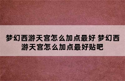 梦幻西游天宫怎么加点最好 梦幻西游天宫怎么加点最好贴吧